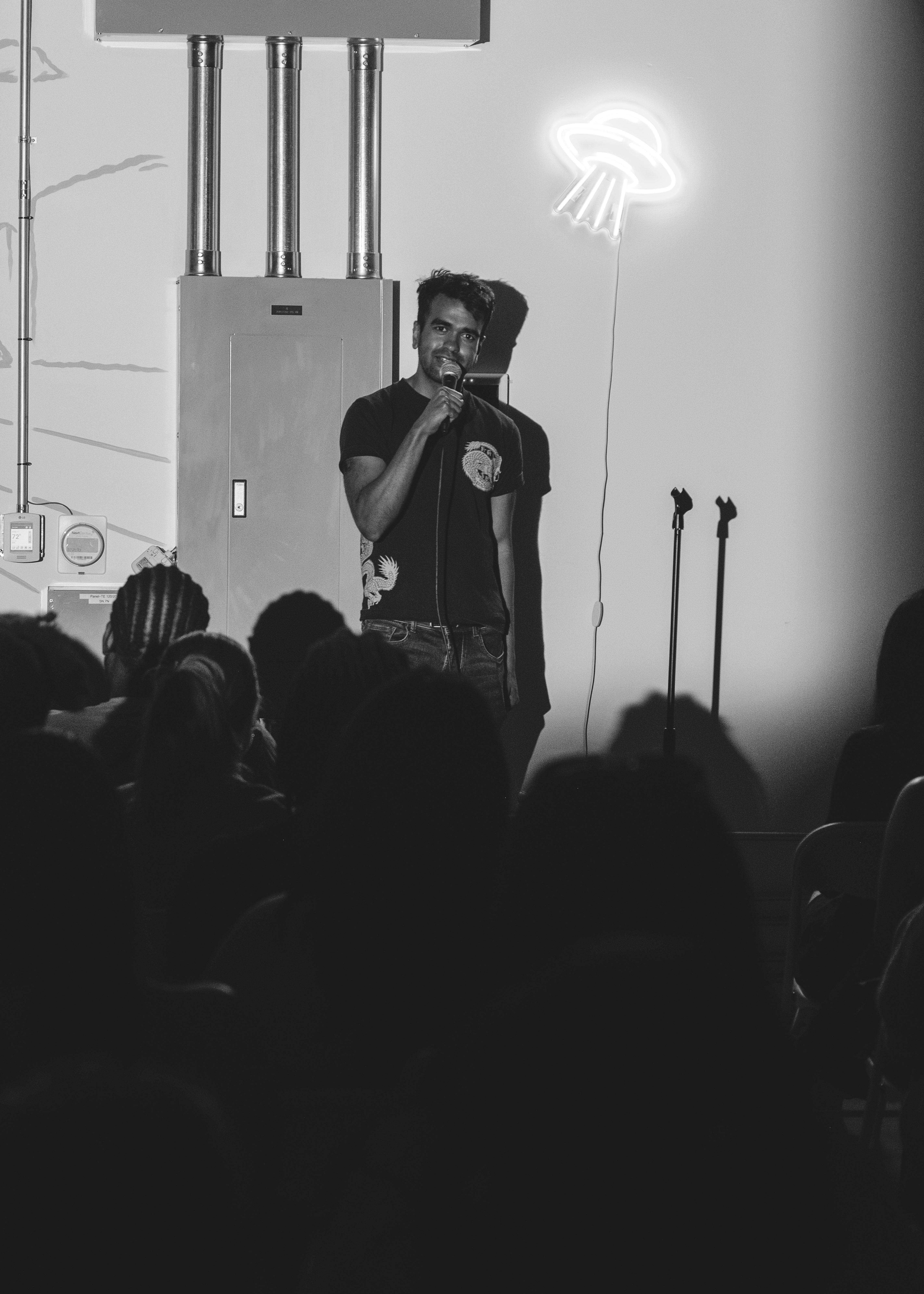 Comedian performing at Spaced Out Comedy San Jose