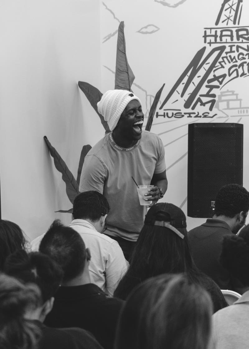 Comedian on stage at Spaced Out Comedy